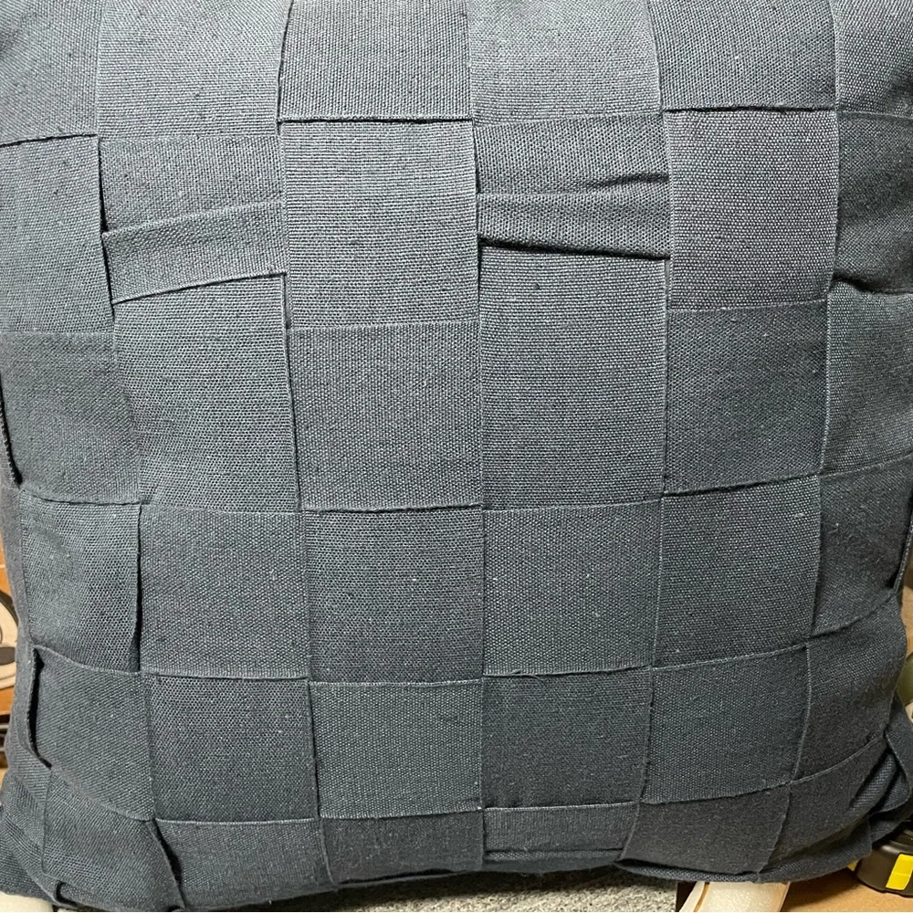 Set of 2 Basket-Weave Square Throw Pillows - Hearth & Hand with Magnolia Navy